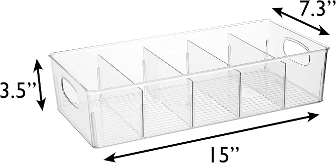 ClearSpace Plastic Pantry Organization and Storage Bins with Removable Dividers – Perfect Kitchen Organization or Kitchen Storage – Refrigerator Organizer Bins, Cabinet Organizers (4 Pack XL)