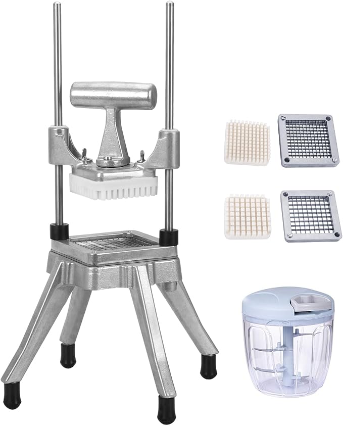 Commercial Vegetable Chopper & Food Dicer, Heavy Duty Vegetable Cutter with 1/4" & 3/8" Stainless Steel Blades, Manual Onion Potato Pepper Dicer for Restaurant Kitchen Food Prep