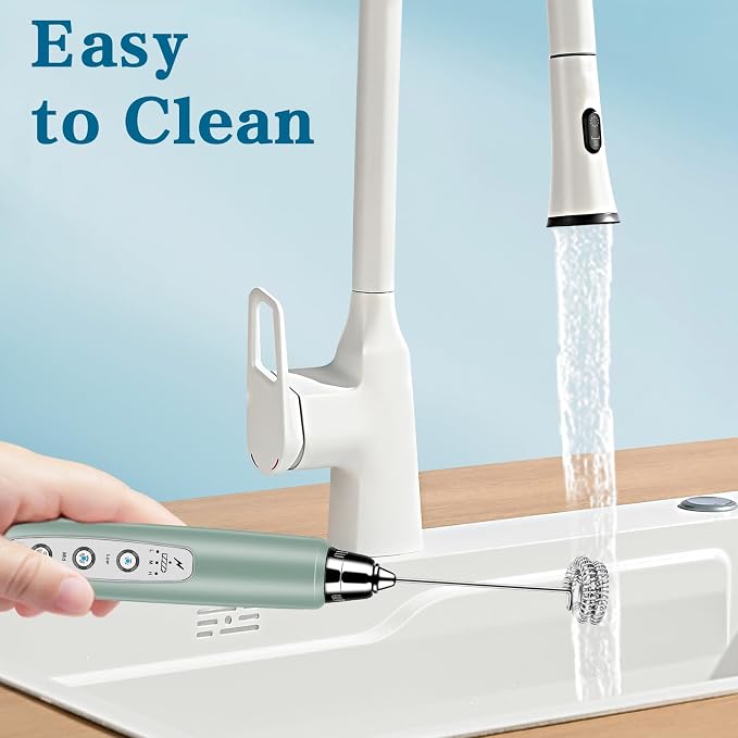 Milk Frother Wand Rechargeable Handheld Whisk Coffee 3 Speed Adjustable | Electric Whisk Drink Mixer with Stainless 3 Whisks Hand Frother , Foam Maker for Latte Cappuccino Matcha Egg Silver