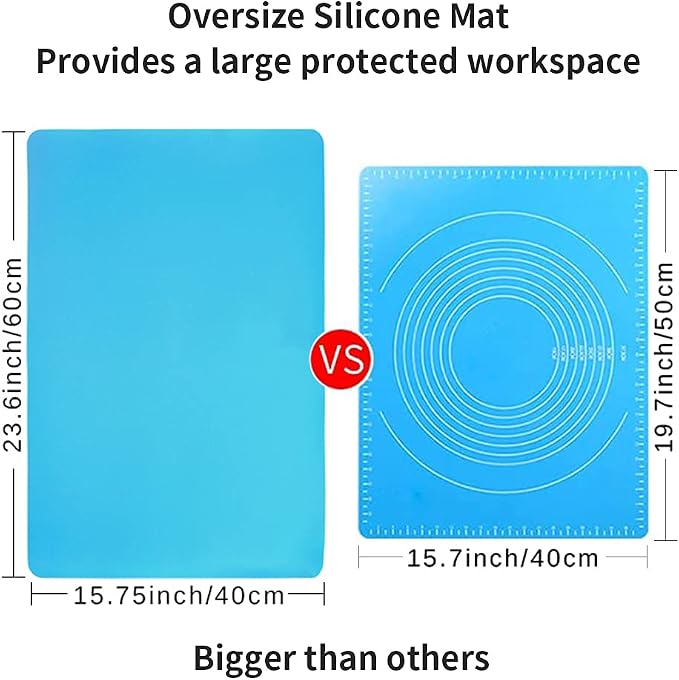 Extra Large Silicone Craft Mat for Kids, Large Silicone Sheet for Crafts, Kitchen Non-Stick Baking Mat, Heat Resistant Countertop Mat, Waterproof Placemat, Multipurpose Mat, Blue (23.62x15.75 inches)