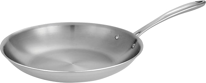 Tramontina Boston Tri-Ply Clad Stainless Steel 12-Inch Large Frying Pan | Induction-Ready Skillet, Dishwasher-Safe, NSF-Certified