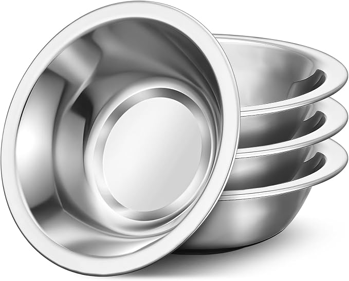 304(18/8) Stainless Steel Mixing Bowls for Kitchen, 4 Pack 7.8" 28.89 fl.oz Metal Mixing Bowls Set Stackable for Baking Serving Cooking Food Prep Storage Dishwasher Safe Heavy Duty