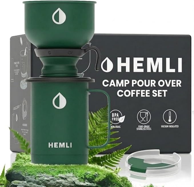 16 oz Pour Over Camping Coffee Maker Set– Vacuum Insulated Mug with Leakproof Lid, Stainless Steel Micro Filter, Portable Coffee Maker for Camping, Travel & Outdoor Adventures