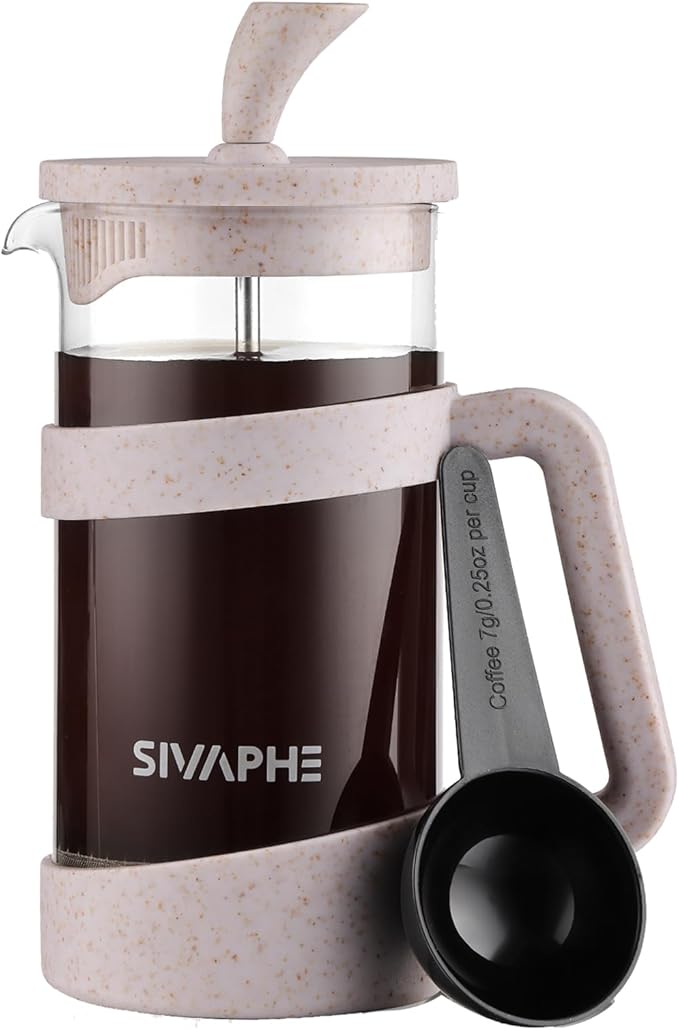 Sivaphe Small French Press 12 fl.oz Light-weight Durable High Borosilicate Carafe with Stainless Steel Filter 0.35L Coffee Maker Frothed