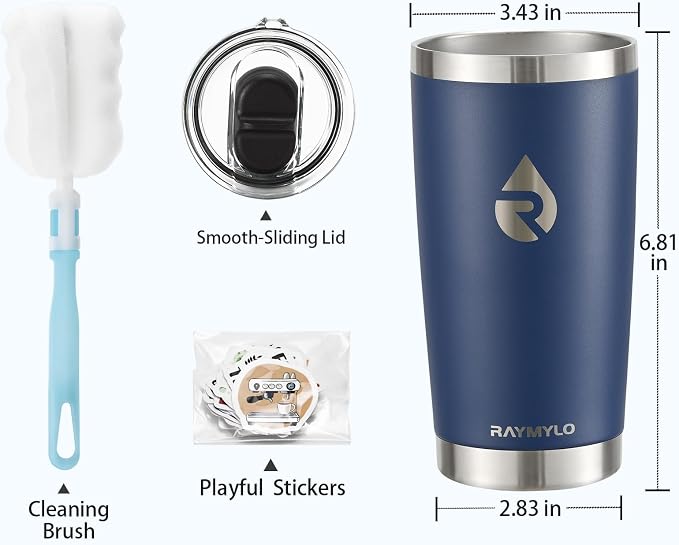 RAYMYLO Travel Coffee Tumbler, Insulated Travel Coffee Mug Cup, 20oz | Detachable Lid for Thoroughly Clean, Cup Holder Friendly for Outdoor, Double-Wall Vacuum Insulation, Spill Proof & BPA Free