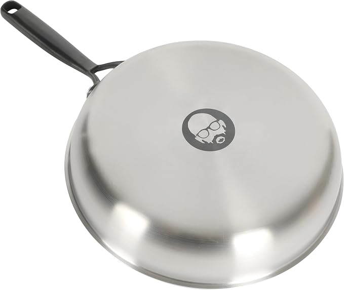 Babish 10-Inch Tri-Ply Stainless Steel Frying Pan With Black Handle – Professional Grade Skillet for Searing, Sautéing & Everyday Cooking