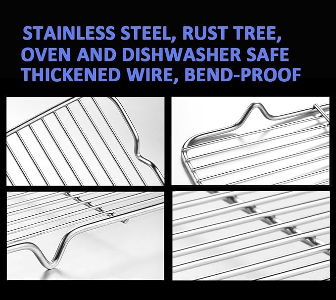 Wire Cooling Racks For Baking 9.3"X13.6" Oven Safe Small Grid Fits Air Fryer/Stockpot/Instant Pot/Pressure Cooker, Stainless Steel Rust Free Rectangle Canning Rack (9.3"X13.6",34.5X23.6cm)