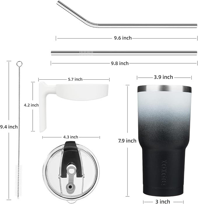 BJPKPK 30 oz Tumbler with Handle & Straw, Insulated Stainless Steel Mug | Double Wall Vacuum, Keeps Hot/Cold, Thermal Cup, BPA Free, Dishwasher Safe, Cupholder Fit, Coffee & Travel, Day & Night