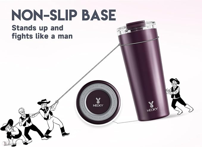Meoky 24 oz Insulated Travel Coffee Mug: Leak Proof Lid, Plum | Stainless Steel Coffee Tumbler, Keeps Hot for 8 Hours or Cold for 24 Hours, Fits in Car Cup Holder, BPA Free