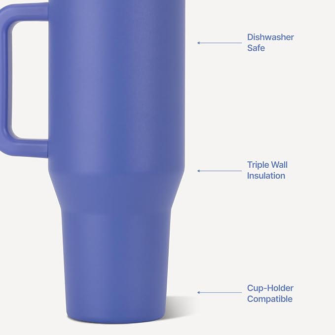 HydroJug Traveler 40oz, Insulated Tumbler with Handle & Straw, Berry Pop