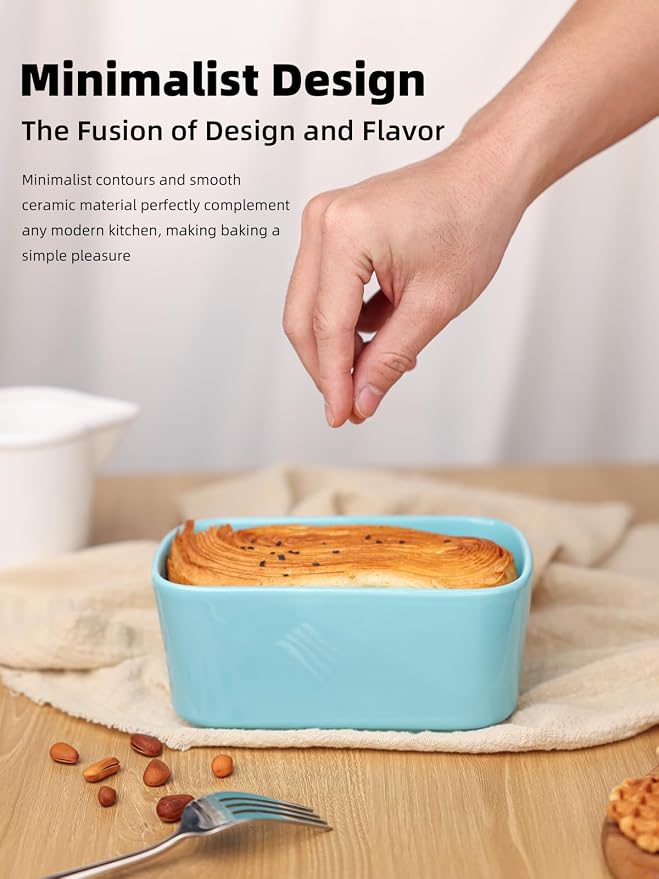 Ceramic Small Loaf Pan, Mini Bread Pan, Oven Safe (Turquoise, Small) | Even Heat Distribution, Smooth Glazed Finish, Easy Release, Easy to Clean, Perfect for Individual Baking, Kitchen Essential