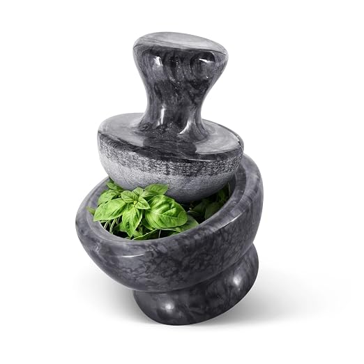 Flexzion Small Marble Mortar and Pestle Set, 4-Inch 1/2-Cup Bowl, Black | Stone Spice Grinder and Pill Crusher with Mushroom Pestle and Non-Slip Pad for Herbs, Spices, Garlic, Seeds and Dry Pills