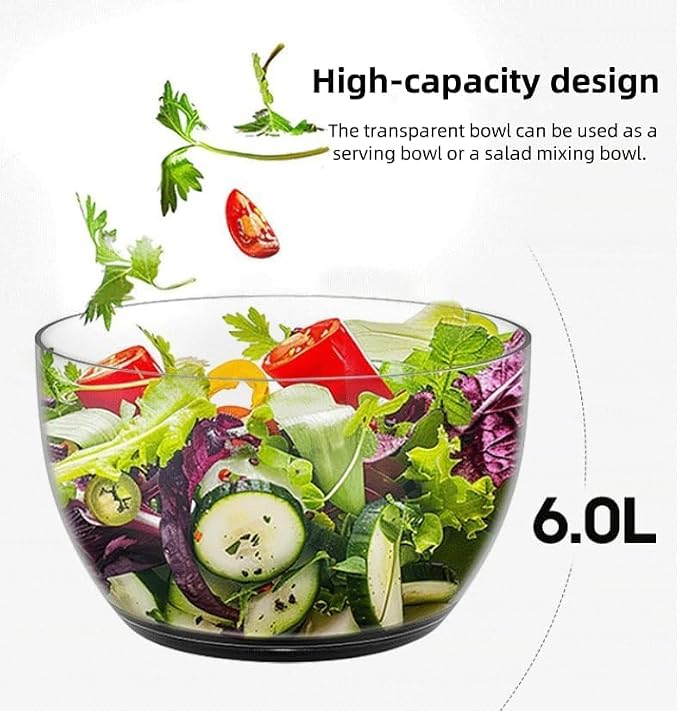 X&E Salad Spinner | Lettuce Spinner | Fruit Washer | Fruit Washing Bowl with Strainer | Vegetable Cleaner | Salad Cleaner | Lettuce Washer | 6 Quart Capacity