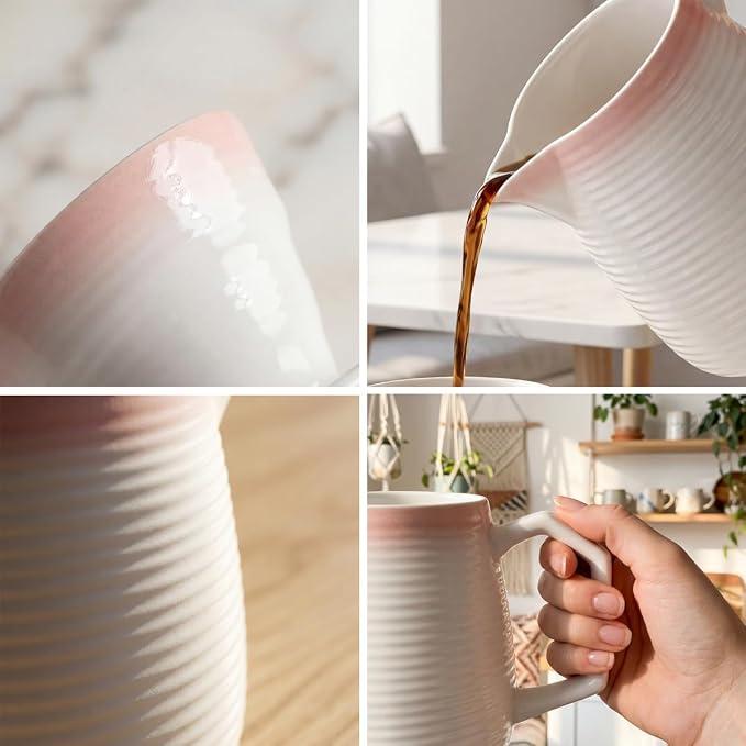 pour over coffee maker - Ceramic Dripper Pot, Heat-Resistant & Easy Clean | Manual Slow Drip Coffee Brewer for Office, Home, Camping 1-3 Cup Pour 20 coffee filters (pink)