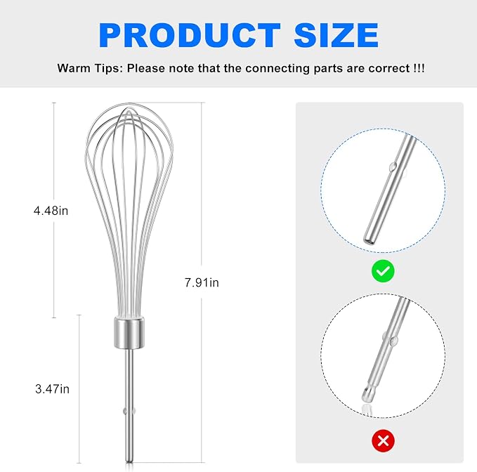 Kitchen Hand Mixer Whisk Attachments FOR KitchenAid Whisk KHMPW,KHM512BM | Replacement KitchenAid Whisk KHM2B, AP5644233, KHM3, KHM5,W10720799 Kitchenaid Egg Beater - 2 Pack