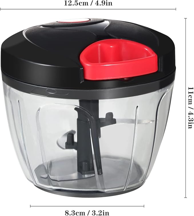 Cambom Manual Food Chopper Vegetable Cutter, Hand String Vegetable Chopper Onions Cutter for Vegetable Fruits Nuts BPA Free Food Safe Material, 650ml Black