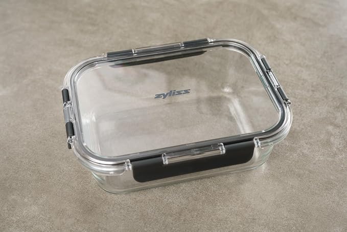 Zyliss E981066 1.5L Glass Container, Shatter Resistant Glass, Airtight Food Storage Box with Sealable Lid, Microwave Safe, BPA Free, Freezer Safe, Fridge Storage, Food Container, 23cm x 18cm x 7.5cm