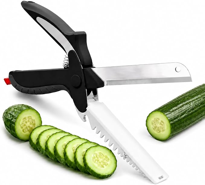 6-in-1 Cutting Board Scissors, Dishwasher Safe and Spring Assist | Meat, Fruits, Fish & Vegetable Scissors Food Cutter, Spring-Assist for Faster Prep, Safety Lock, Fish Scaler, Dishwasher-Safe