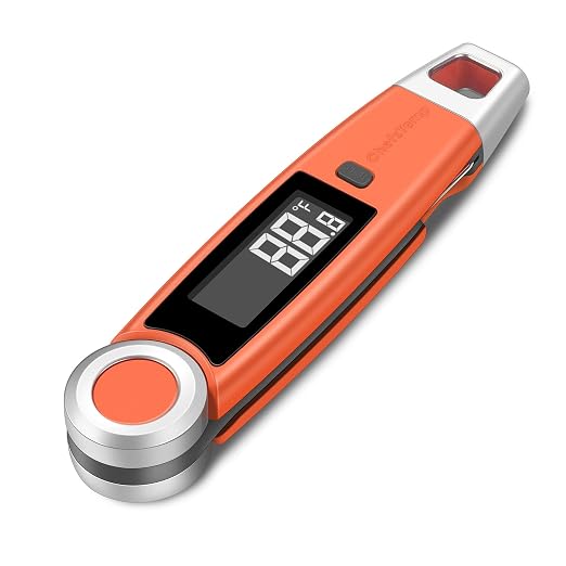 Finaltouch X10 Instant Read Digital Meat Thermometer NSF Certified | Waterproof Professional for Cooking Grill BBQ Baking Oil, Rotating Probe & Auto-Rotating Backlit Display (Tangerine Tart)