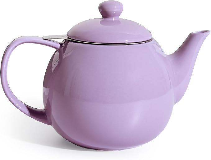 Sweese Teapots for Tea, 27 oz Porcelain Tea pot with Removable Stainless Steel Infuser, Tea Pots for Loose Tea - Purple