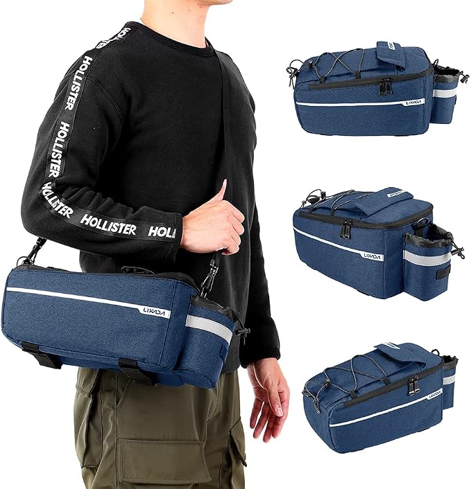 Lixada Bike Panniers Bike Trunk Bag Insulated Bag for Warm/Cool Items, Bicycle Rear Rack Storage Luggage Bicycle Seat Multifunctional Insulated Trunk Cooler Bag Shoulder Bag 11.4 6.3 6.7in