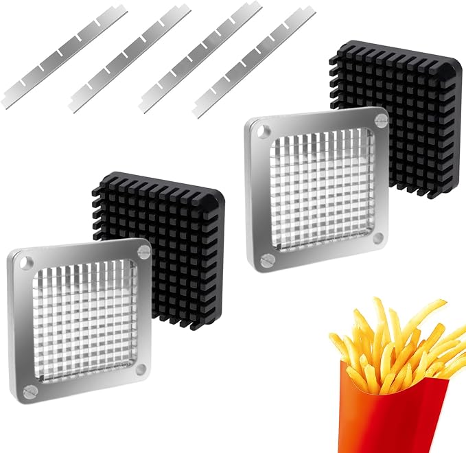 2Pcs 1/4''Commercial Vegetable Replacement Chopper Blade | Replacement Chopper Dicer Stainless Steel Blade and Pusher Block for Fruit Cutting Machine Tomato onion French Fries Cutter