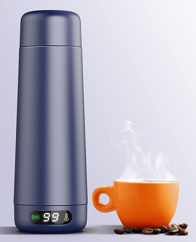 Nicewell Portable Electric Kettle for Travel Global Use 110-240V | Dual Voltage, 316 Stainless Steel, 6 Temp Presets, LCD Display, 370ML, Fast Boil, Auto Shut-Off, Keep Warm, Lightweight