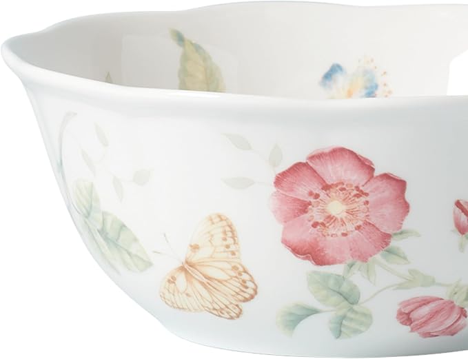 Lenox Butterfly Meadow Large All-Purpose Bowls, Salad Bowl Set for 4 | dishwasher safe | versatile for cereal, soup, or salad | multi-purpose bowl | 34oz capacity, . inch diameter