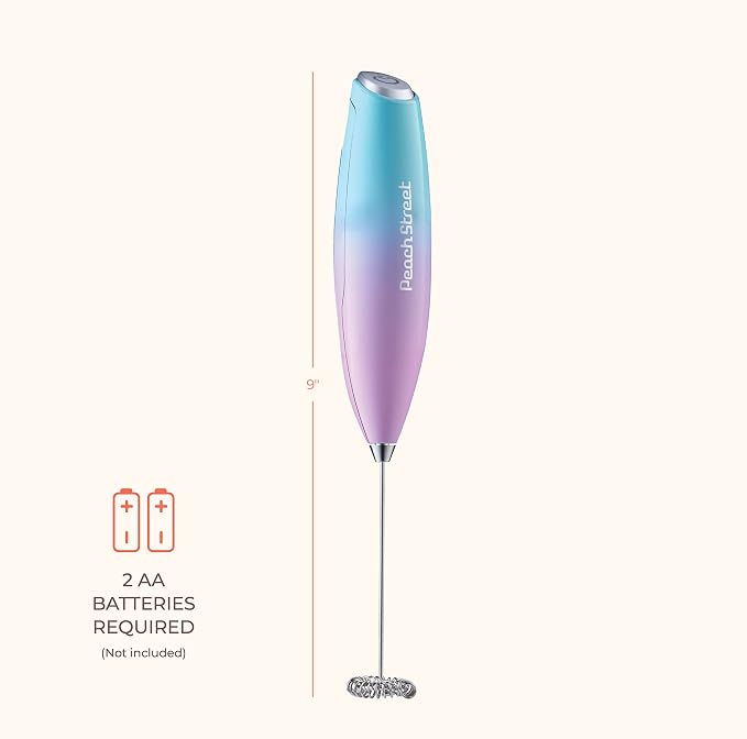Powerful Handheld Milk Frother, Mini Milk Foamer, Battery Operated (Not included) Stainless Steel Drink Mixer for Coffee, Lattes, Cappuccino, Frappe, Matcha, Hot Chocolate.