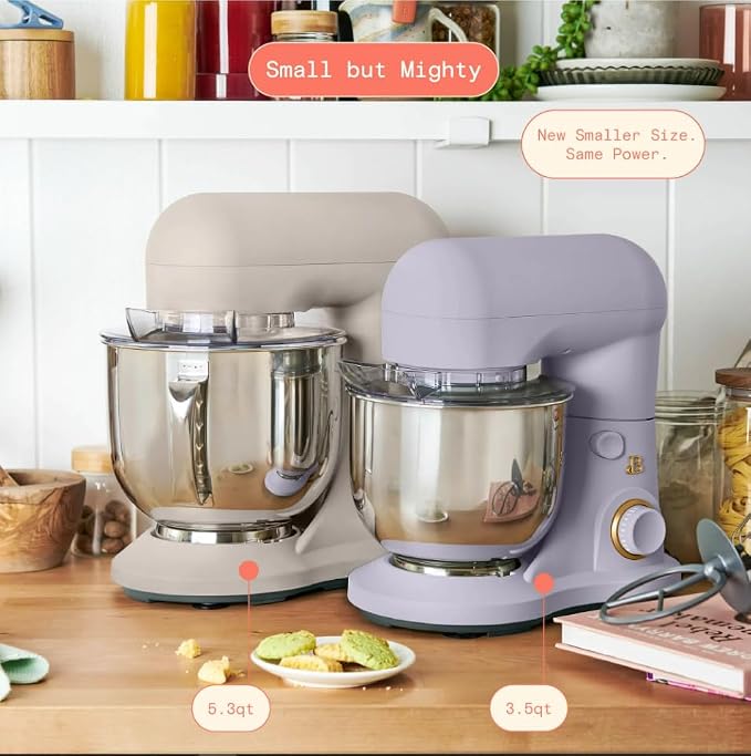 Beautiful 3.5Qt Stand Mixer by Gourmias, Tilt-Head Electric Mixer with 12 Speeds, Stainless Steel Bowl, Compact Kitchen Mixer for Baking, Dough, Whipping and Mixing (Lavender)
