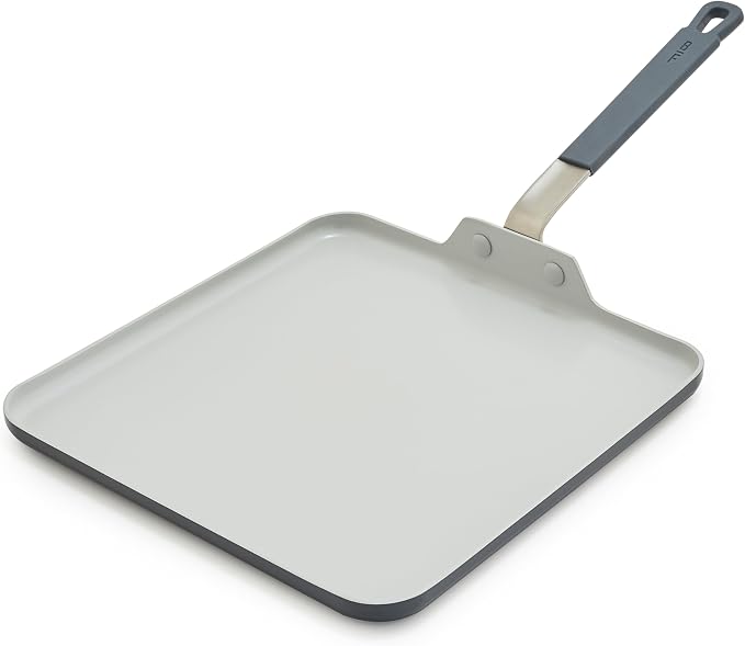 GreenPan x Bobby Flay 11” Nonstick Square Griddle Pan, PFAS-Free Diamond Ceramic,Stay-Cool Silicone Handle, Easy Clean Dishwasher & Oven Safe Skillet, Graphite