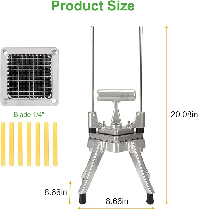 Commercial Vegetable Chopper, 1/4" Stainless Steel Dicer | 420 stainless blade, aluminum alloy frame, detachable for cleaning & storage, fast uniform dicing, for fruits & veggies