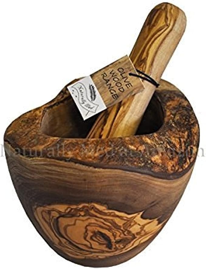 Olive Wood Rustic Mortar and Pestle