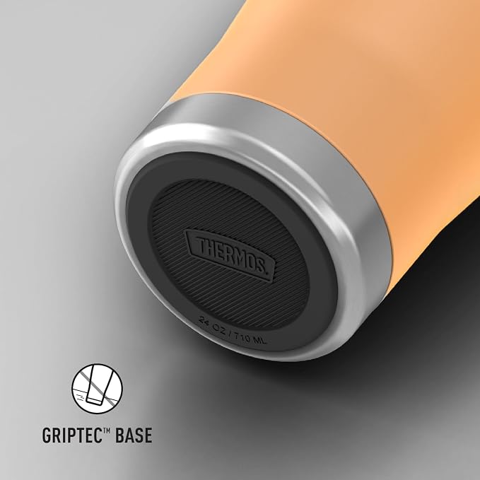 THERMOS Icon Series 24oz Stainless Steel Tumbler with Slide Lock Lid, Leakproof, Fits Cupholder, Dishwasher Safe, Griptec™ Non‑Slip Base, Keeps Drinks Hot 6 Hrs/Cold 22 Hrs, Melon