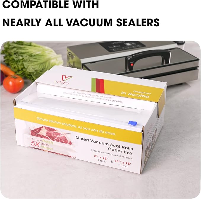 11" x 150' Vacuum Sealer Bags for Food Saver, Rolls with Cutter Dispenser | Commercial Grade Vacuum Sealer Rolls for Custom Sizing, BPA-Free, Ideal for Sous Vide Cooking, Meal Prep and Storage