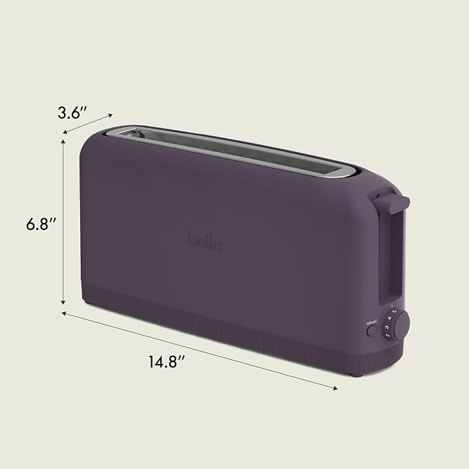 bella Fits-Anywhere™ 2-Slice Slim Toaster, Long Slot & Extra Wide, Plum