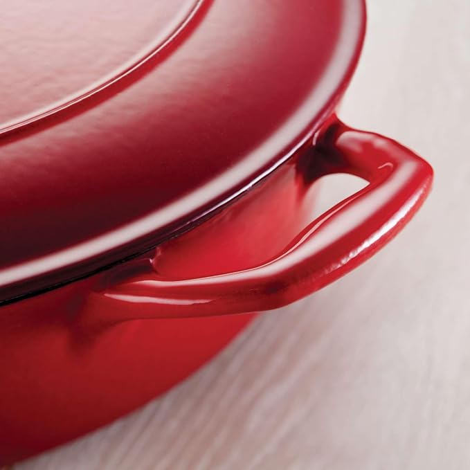 Tramontina Bestow Enameled Cast Iron 6.5-Qt Round Dutch Oven Pot with Lid | Great for Braising, Roasting and Bread Baking - Red