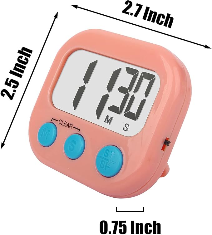 12 Pack Digital Kitchen Timers for Cooking Magnetic Timer for Cooking Loud Alarm Pink