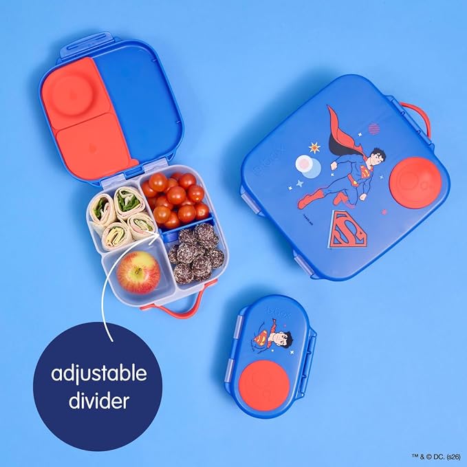b.box Superman Mini Lunch Box Kids, Snack Containers for Kids, 4.25 Cup | Bento Box for Kids, Perfect 1st Lunch Box, Lunch Containers, Leak Proof, Dishwasher Safe, BPA Free, PFAS Free, Ages 3+