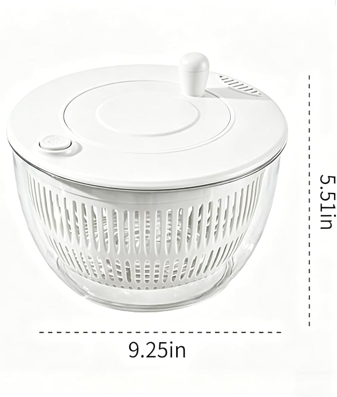 Ceruaxb Salad Spinner Chopper, 5.3 Qt Lettuce Dryer with 5 Blades, White | Vegetable and Fruit Wash Bowl, Kitchen Colander, Egg Yolk Strainer, Slicing and Shredding, Rinsing, Draining and Food Prep