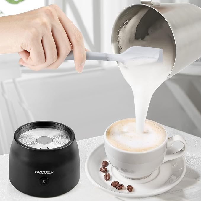 Secura Detachable Milk Frother, 17oz Electric Milk Steamer Stainless Steel, Automatic Hot/Cold Foam and Hot Chocolate Maker with 2 in 1 Function Whisks (Upgraded) | Stainless Steel Jug, Teflon & BPA-Free Design, Dishwasher-Safe, 4-in-1 Foam Maker, Hot ...