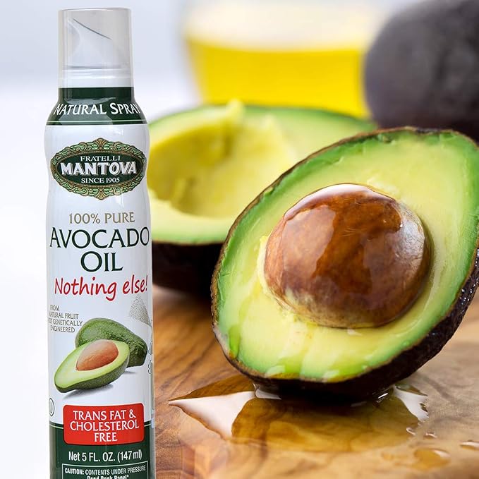 Mantova Avocado Oil, 100% Pure Cooking Oil Spray, perfect for healthy Keto snacks, baking, grilling, seasoning, or cooking, our oil dispenser bottle lets you spray, drip, or stream with no waste, 5 oz