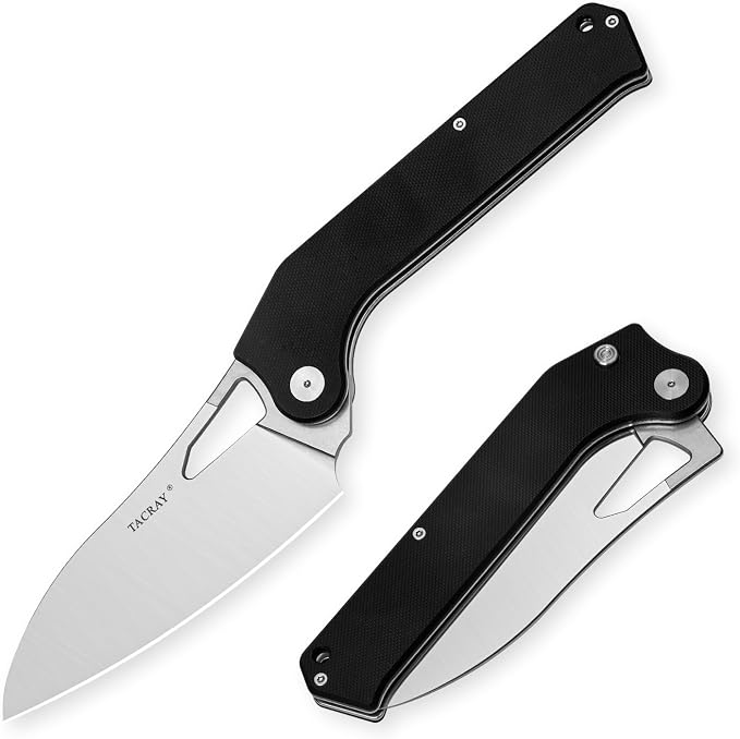 Folding Kitchen Chef Knife, 4.4" Foldable Camping Knife with 10cr15mov Stainless Steel Blade, Anti-skidding and Ergonomic Designed G10 Handle for both Indoor and Outdoor Cooking