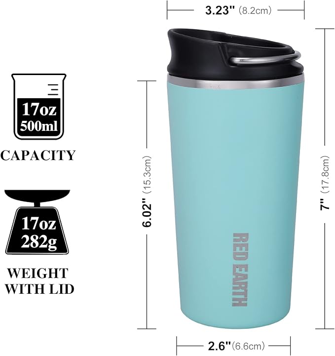 GiNT 17oz Travel Tea Mug with Infuser, 2 Lids. Vacuum Insulated 316 Stainless Steel Coffee Mug. Dishwasher Safe Tea Cup with Strainer for Hot & Cold Brew Coffee. Mothers Day Gifts for Mom (Green)