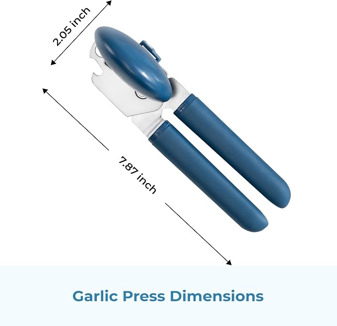 OOU Can Opener, Manual Stainless Steel Can Opener with Premium Zinc Alloy Construction, Large Turning Knob, Magnetic Lid Lifter and Ergonomic TPE Non-Slip Grip Handles, Blue