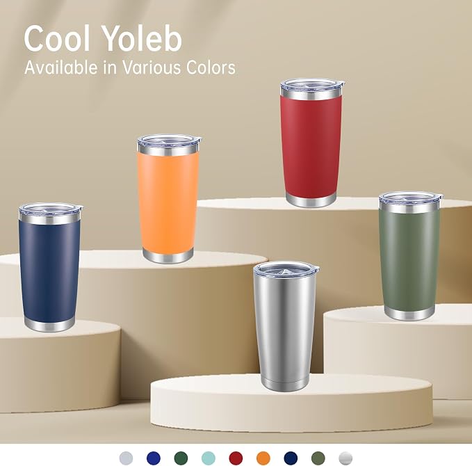 20 oz Tumblers Bulk Stainless Steel Tumbler with Lid, 6 Pack | Wine Red, 20oz Insulated Coffee Mug, Double Wall Vacuum, Powder Coated Cup, for Hot and Cold Drinks