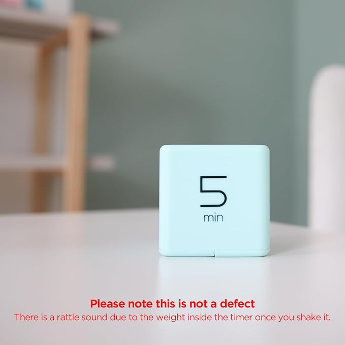 mooas Cube Timer, Flip, Block, Productivity, Time Management (Mint) | 1/3/5/10 Min Countdown Timer, Battery Operated, 2-Level Alarm Vol, Easy to Use, ADHD, Exercise, Study, Cooking