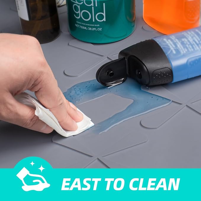 Waterproof Under Sink Mat Silicone 25"x19", Kitchen Cabinet Liner | BPA-Free Silicone Mat with Raised Lip Protects Cabinets from Leaks, Versatile Home Organizer for Bathroom, Pets, Boots, Floor