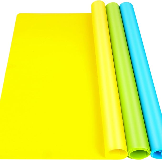 LEOBRO Silicone Mats, 3 PCS Silicone Mats for Crafts, Resin Molds, Play Dough Mat, Nonstick Silicone Sheet Mat for Epoxy Resin, Clay, Craft Supplies, 15.7”x 11.7”
