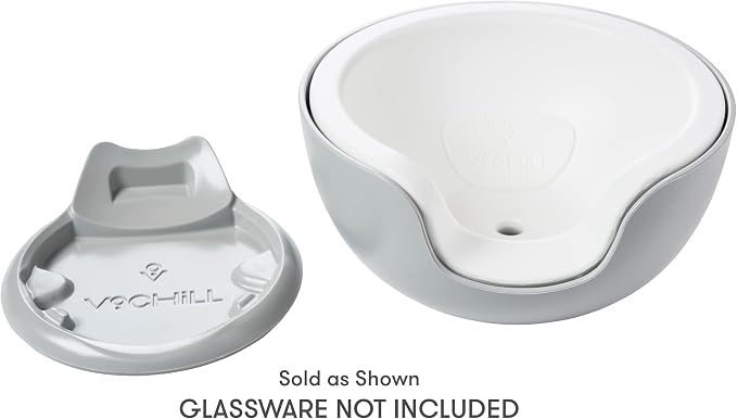 VoChill Stemless Wine Glass Chiller | Keep the Chill In Your Glass | Made In USA | Separable & Refreezable Chill Cradle | Actively Chills Stemless Glassware | Stone, Single Stemless
